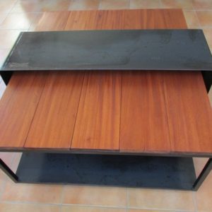 table basse métal et bois sur mesures